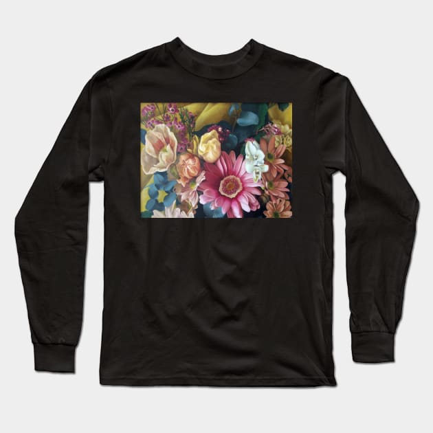 Flowers - Oil on Canvas by Adelaide Artist Avril Thomas Long Sleeve T-Shirt by AvrilThomasart